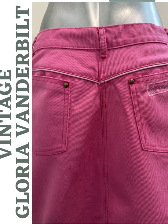 Vintage Gloria Vanderbilt Murjani Pink Button Skirt 14 Current Size 10 - Picture 7 of 9